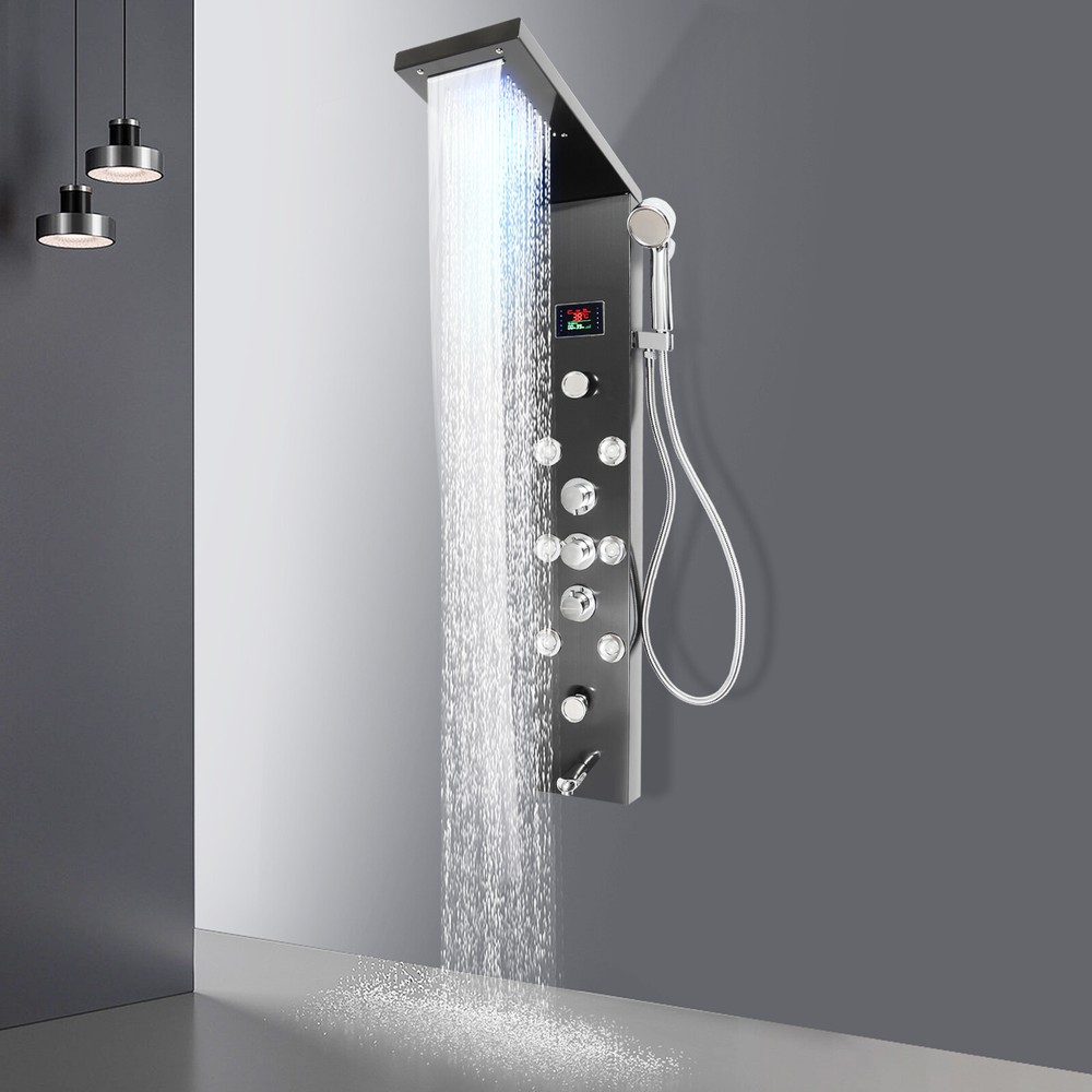 Shower Panel Tower System Wall Mounted Rainfall Waterfall Shower Head Shower Kit