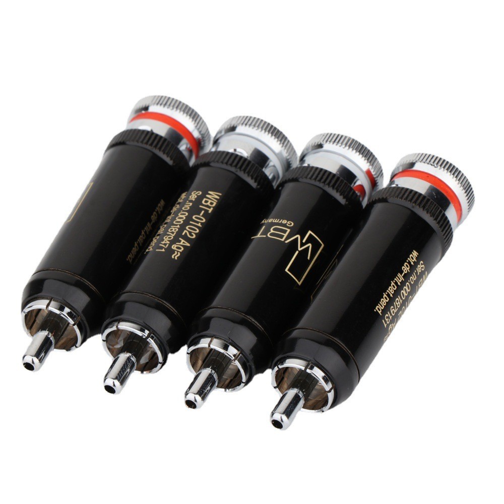 4*Rhodium Plated WBT-0102 RCA Plug Connector Terminal Socket Interconnect Cable