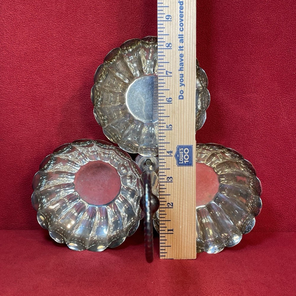 Vintage El de Uberti Italian Silver Plated 3 Section Serving Bowl With Handle