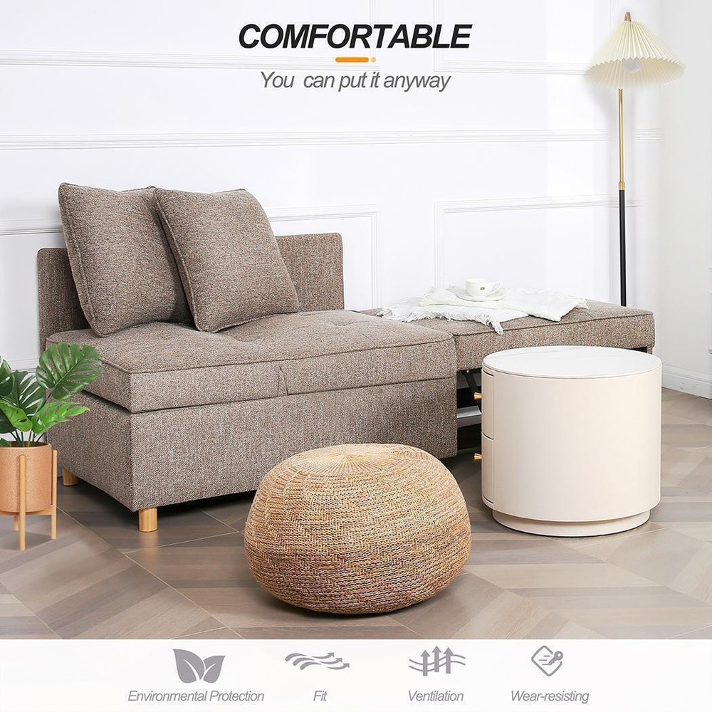 Folding Ottoman Sofa Bed Chair 4-in-1 Sleeper Sofa Adjustable Backrest+2 46