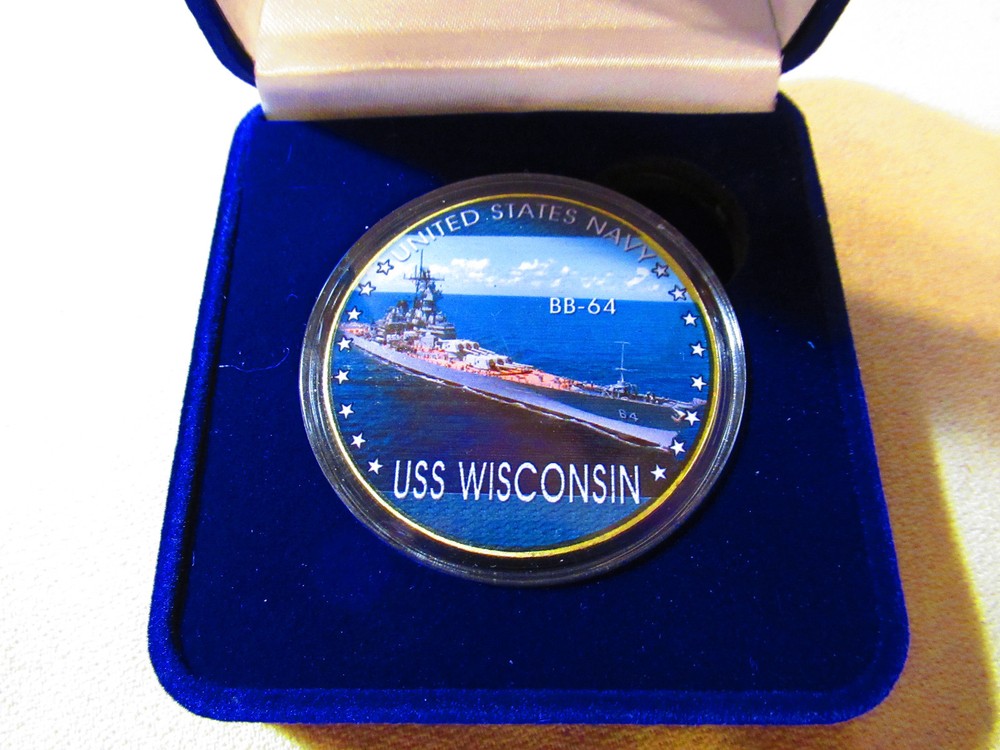 US NAVY - USS Wisconsin (BB-64) Challenge Coin w/ Presentation Box