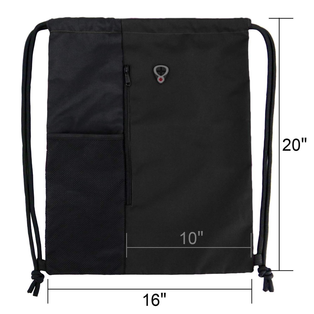 BeeGreen Black Drawstring Backpack Gym Bag For Men Women String Large,