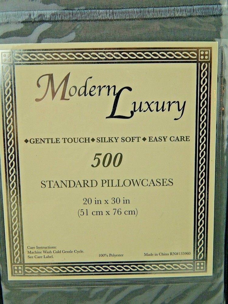 Modern Luxury Pair Pillowcases Gray 500 Thread Count Standard