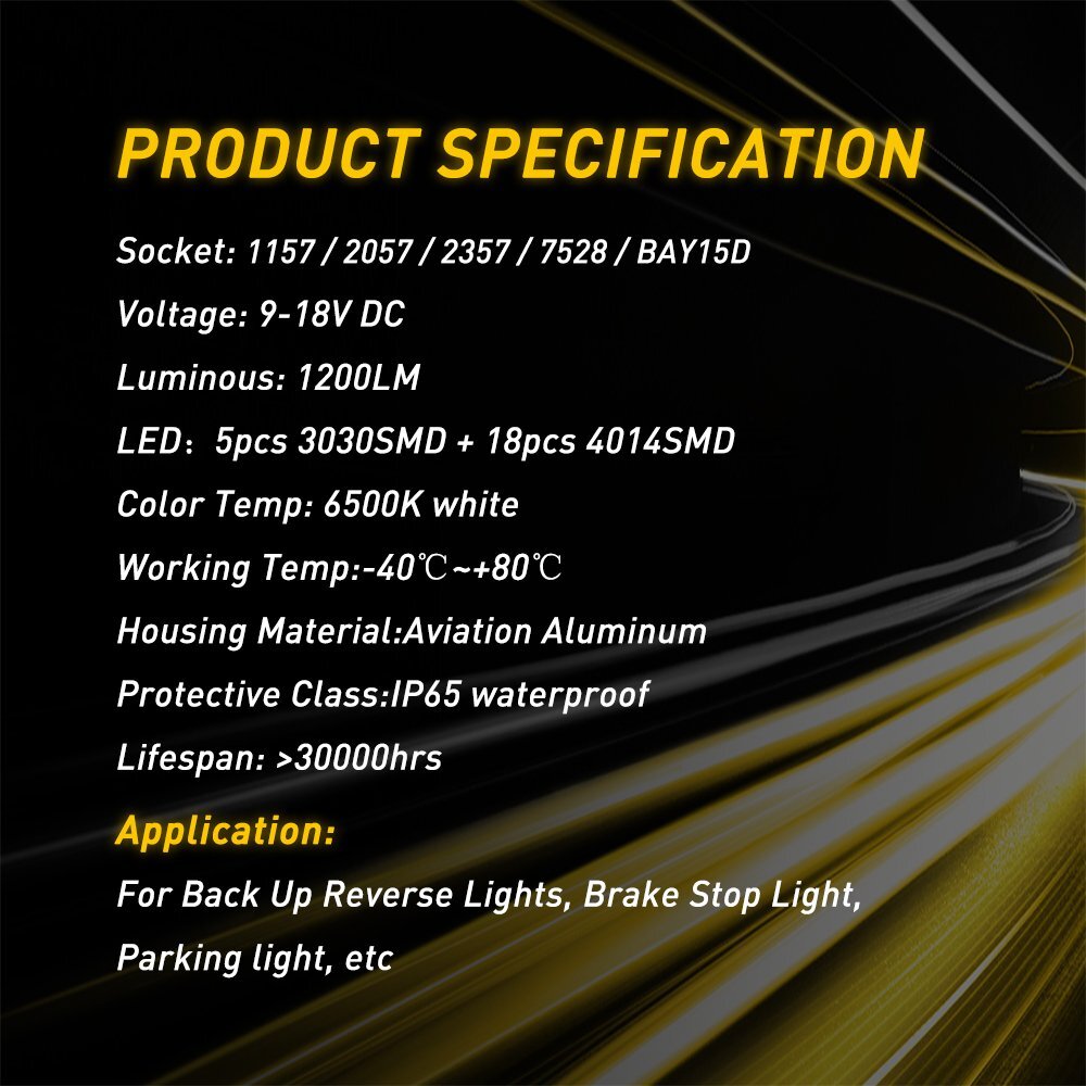 2x Amber Yellow 1157 LED Turn Signal Blinker Parking Light Bulb Anti-Hyper Flash