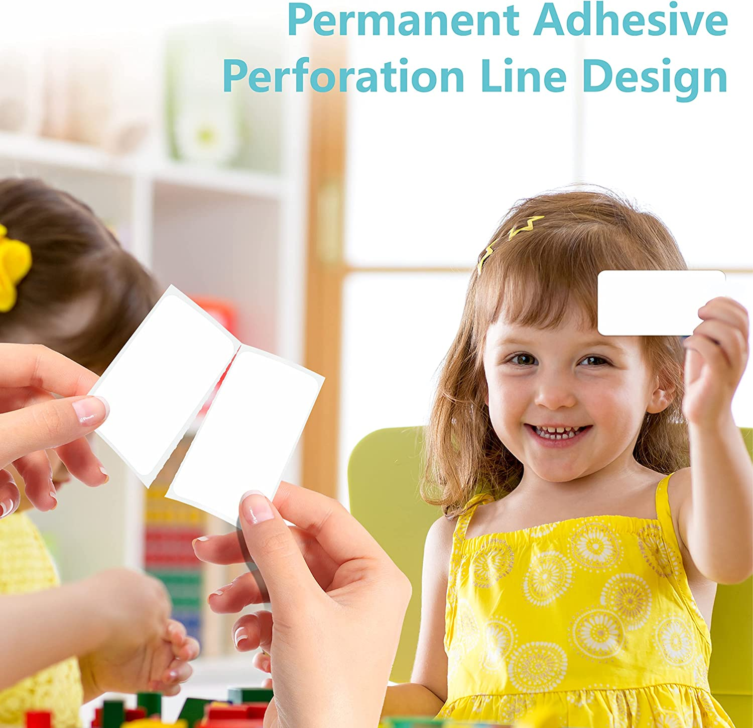 600 PCS Rectangular Stickers, Blank Write on Labels Self-Adhesive Roll White