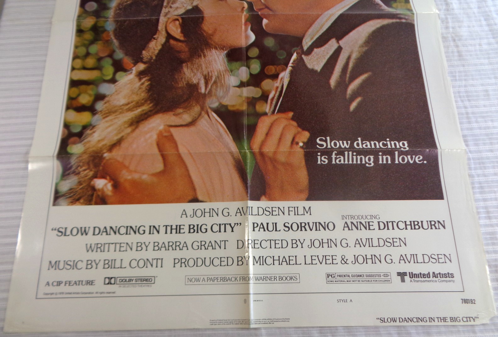 SLOW DANCING IN THE BIG CITY Movie Poster 1978 - One Sheet Original Sorvino VG!
