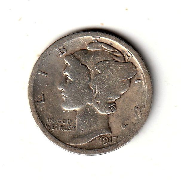 1917  mercury dime