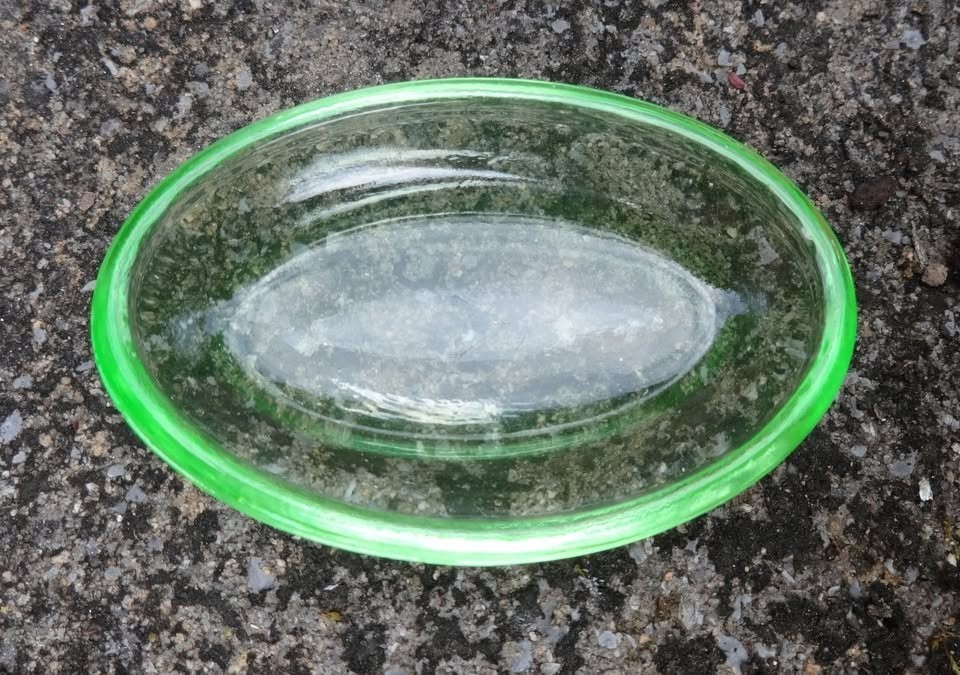 Oval Vaseline Uranium Glowing Glass Open Salt Dip, Cellar, Dish!