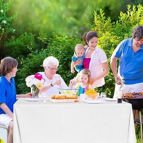 2 Pack White Rectangle Tablecloth 60x84" Waterproof Plastic Wipeable Cover