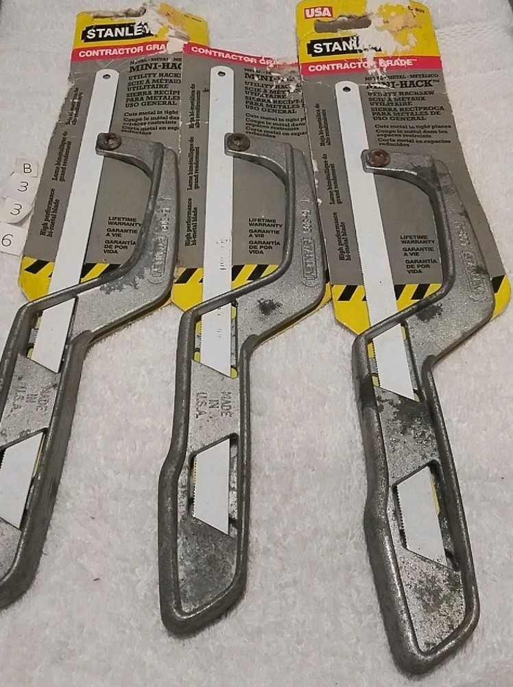 3pc 15-809 STANLEY " CONTRACTOR GRADE " MINI HACKSAW  USA 🇺🇸