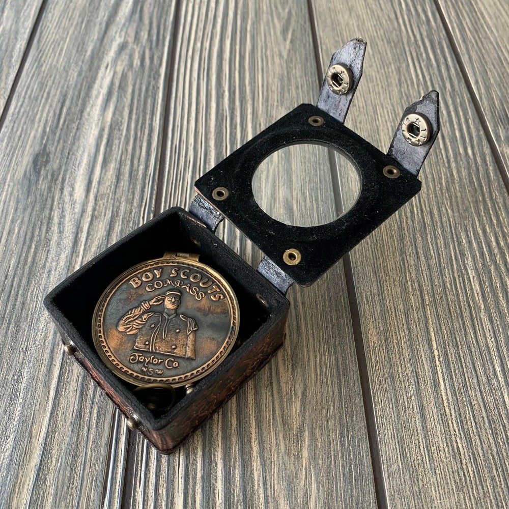 Solid Brass Boy Scouts Pocket Compass Gift
