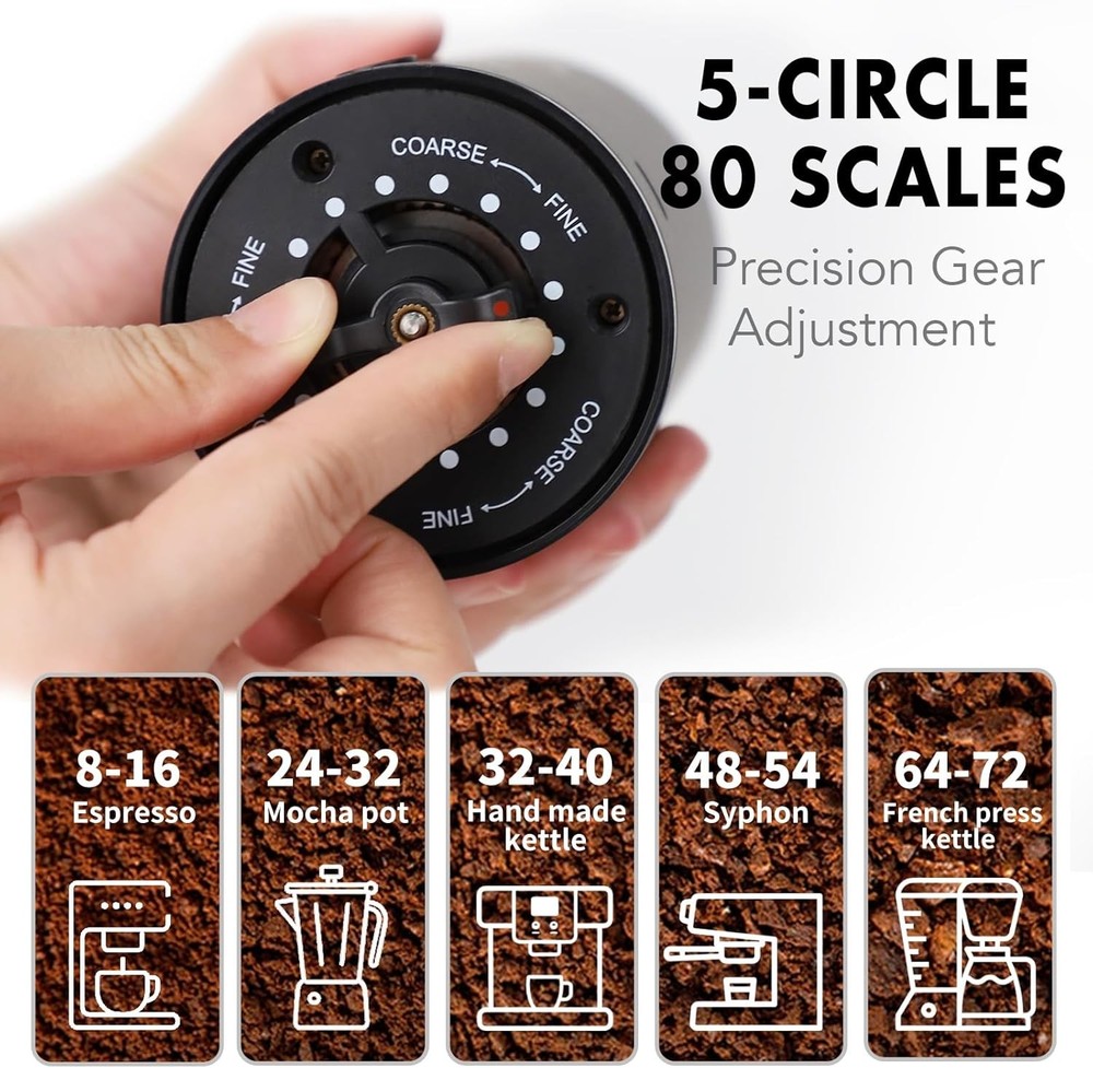 Portable Electric Burr Coffee Grinder, Automatic Coffee Bean Grinders
