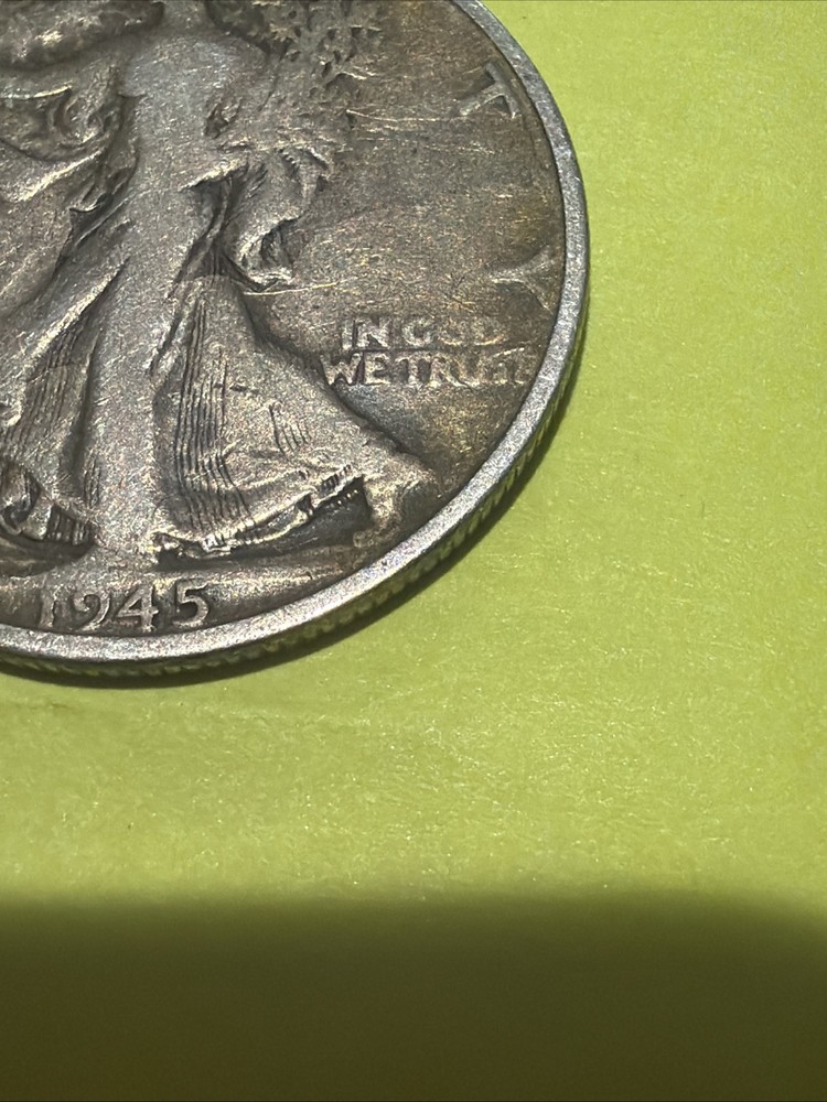 1945 D WALKING LIBERTY Half Dollar - Error Coin , Rear Partial Blockage