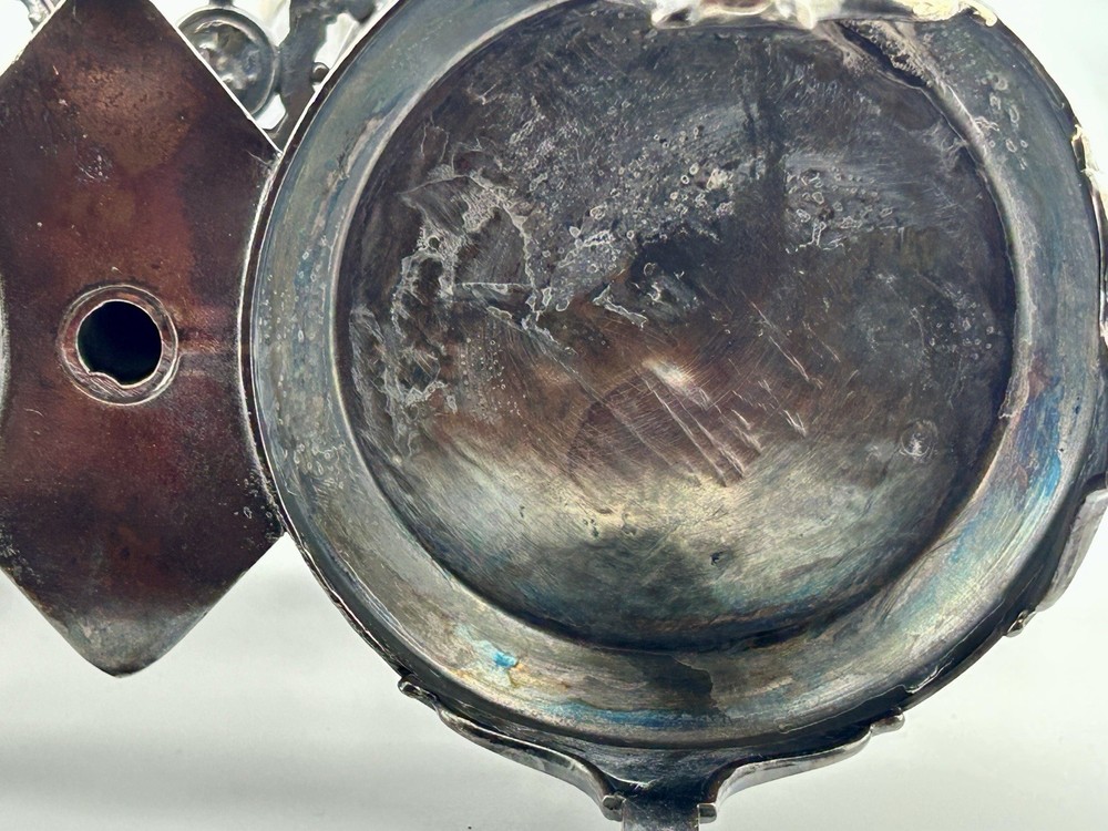 Antique Victorian Silver Plate Double Condiment Cruet EAPG Insert Pickle Fork