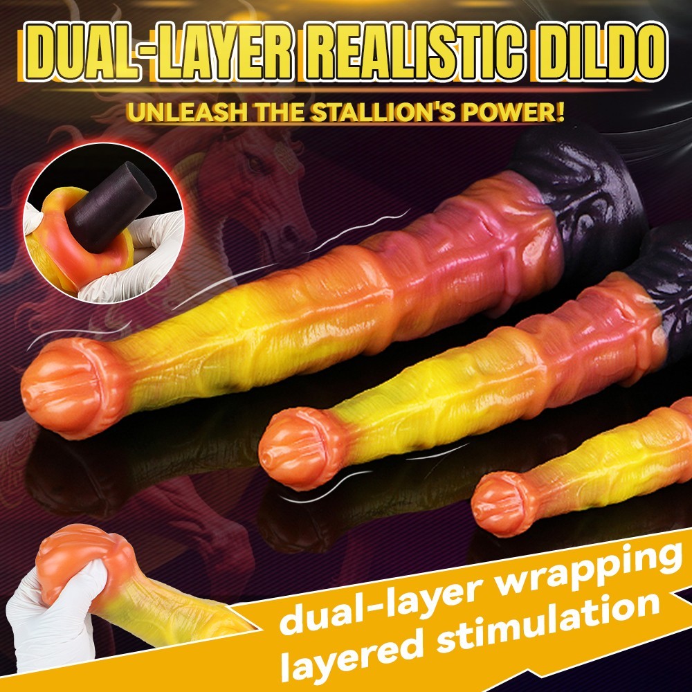 Long Fantasy Dildo Lifelike Dual-layer Silicone Penis G-spot Vagina&Anal Sex Toy