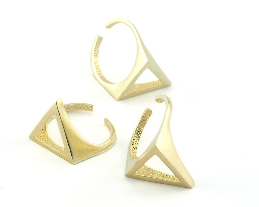 Open Triangle Ring Adjustable Raw brass (16.5mm 6US inner size) 4237 17mm