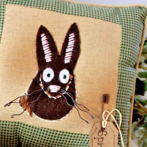 NEW Mini Spring Bunny Rabbit Rustic Cottage Decor, 7.5"square