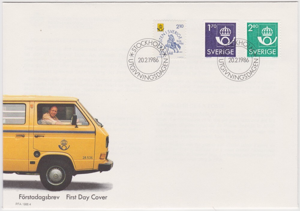 Sweden FDC 1986, Post Office, The Post Office Emblem, Mint