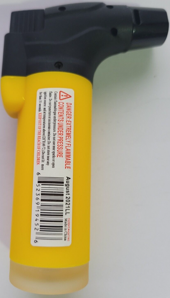 Max Light Torch Refillable Windproof Jet Lighter Color Yellow Size 4 inches