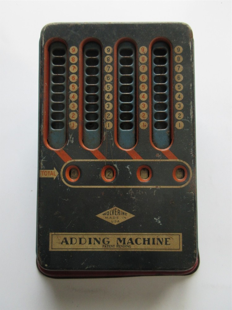 Vintage 1950s Wolverine Adding Machine Hand Pull Dial Metal Calculator
