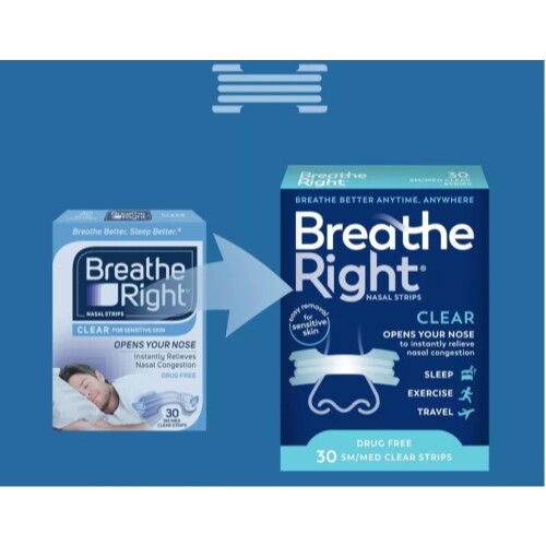 6 Pack - Breathe Right Nasal Strips, Small/Medium, Clear, 30 Each