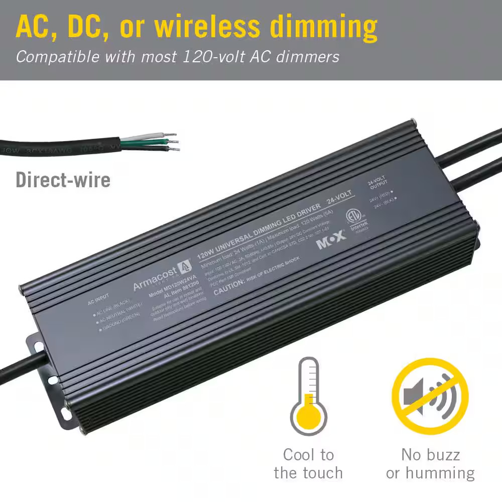 Universal Black Dimmable Driver 24-Volt DC, 120-Watt Transformer-Dimmer Switch C
