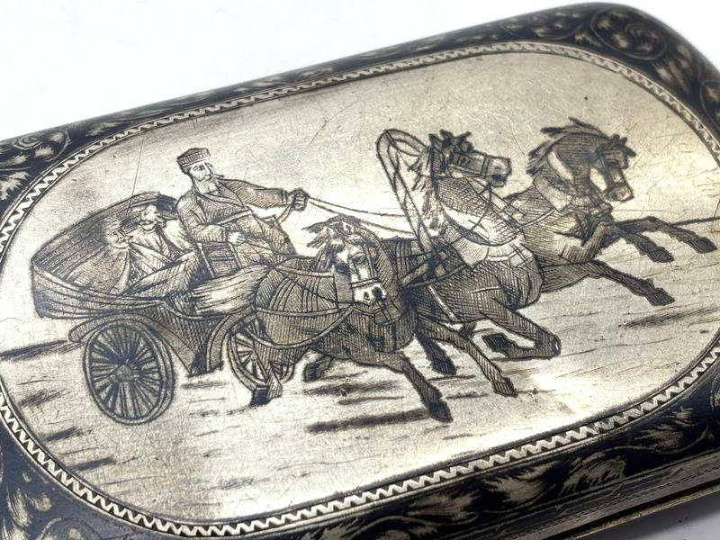 Russian Silver Niello Cigratte Case