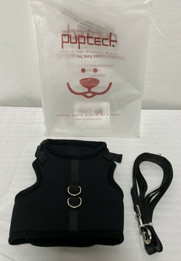 Puptech Soft Dog Harness And Leash Black