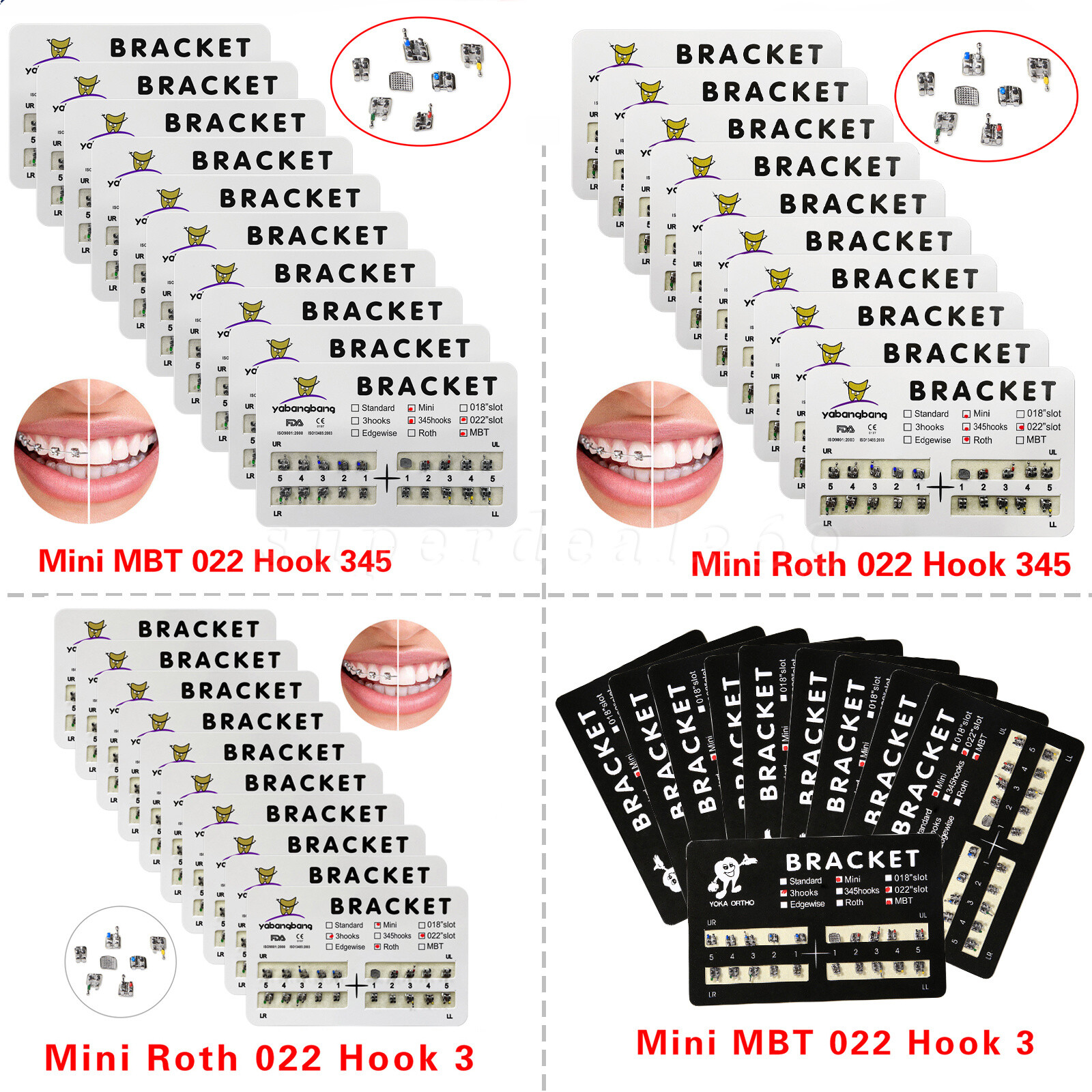 1-10 Kits Dental Orthodontic Bracket Braces Mini Roth/MBT 022 345/3 Hooks mx