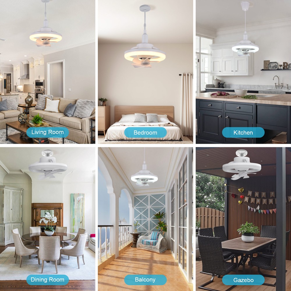 Socket Ceiling Fans With Lights And Remote- Socket Fan Light With Dimmable LED