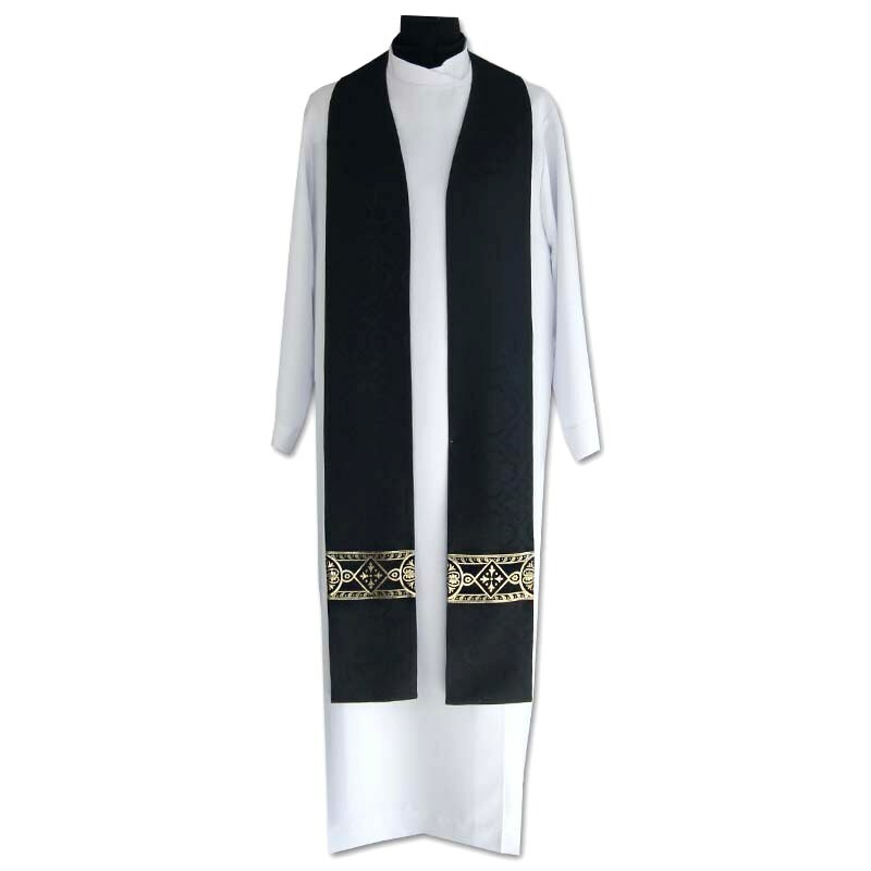 Priest stole BLACK with Golden Orphrey