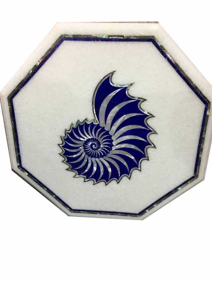 18" Semi Precious Stones Inlay Handmade Work Marble Table Top