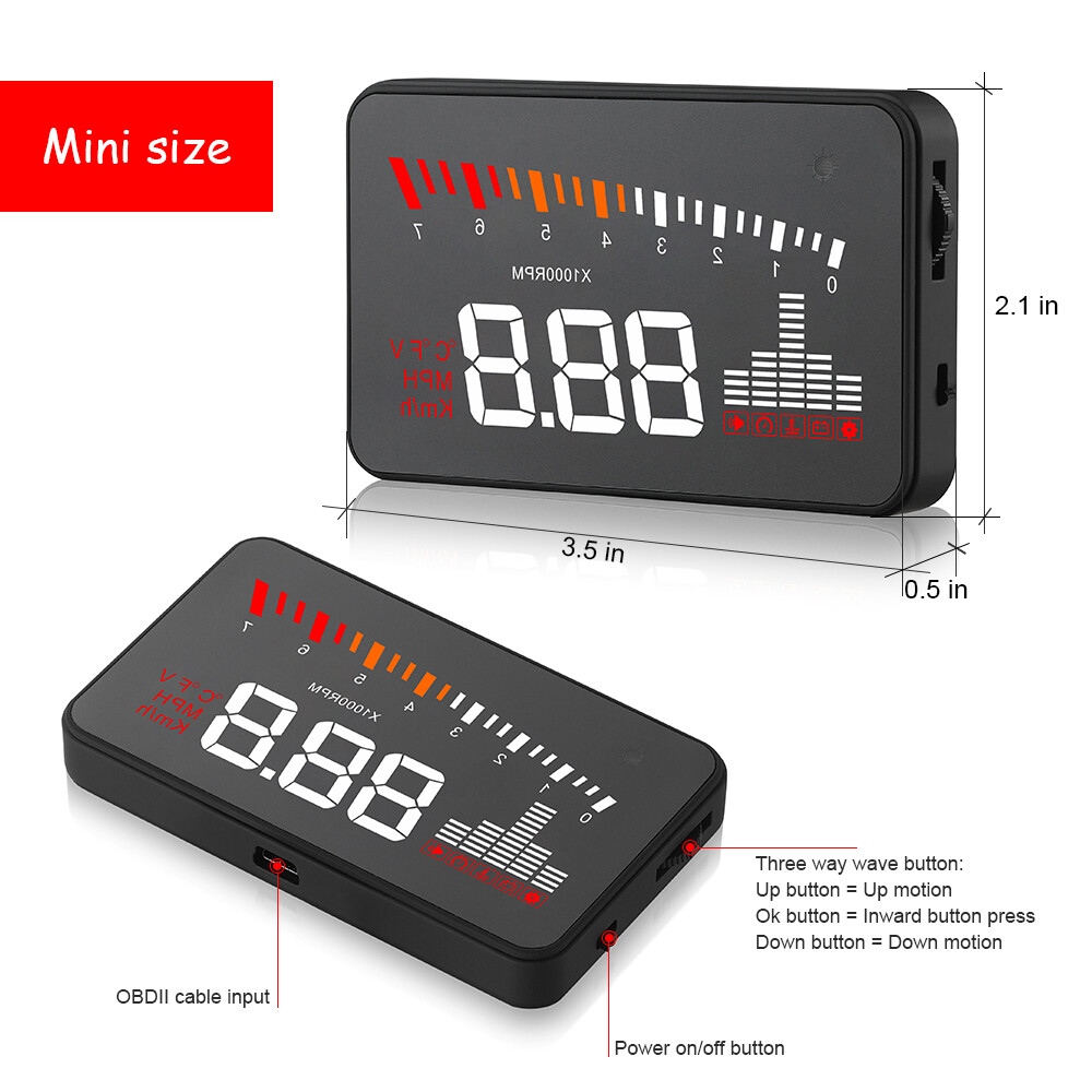 Car HUD Head Up Display OBD2 Speedometer Overspeed Warning Nano Technology Black