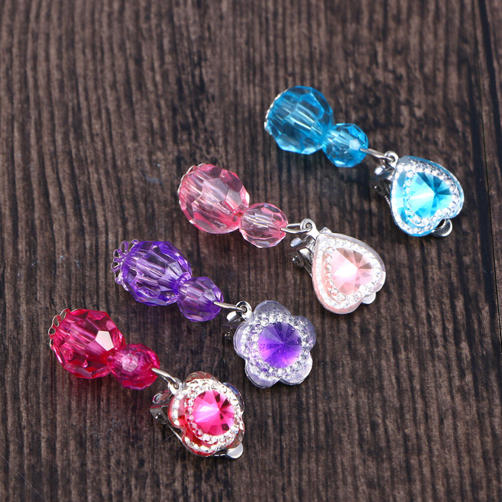 8 Pairs Girl Jewelry Toy Clip On Earrings for Girls Girls Birthday Party Favor