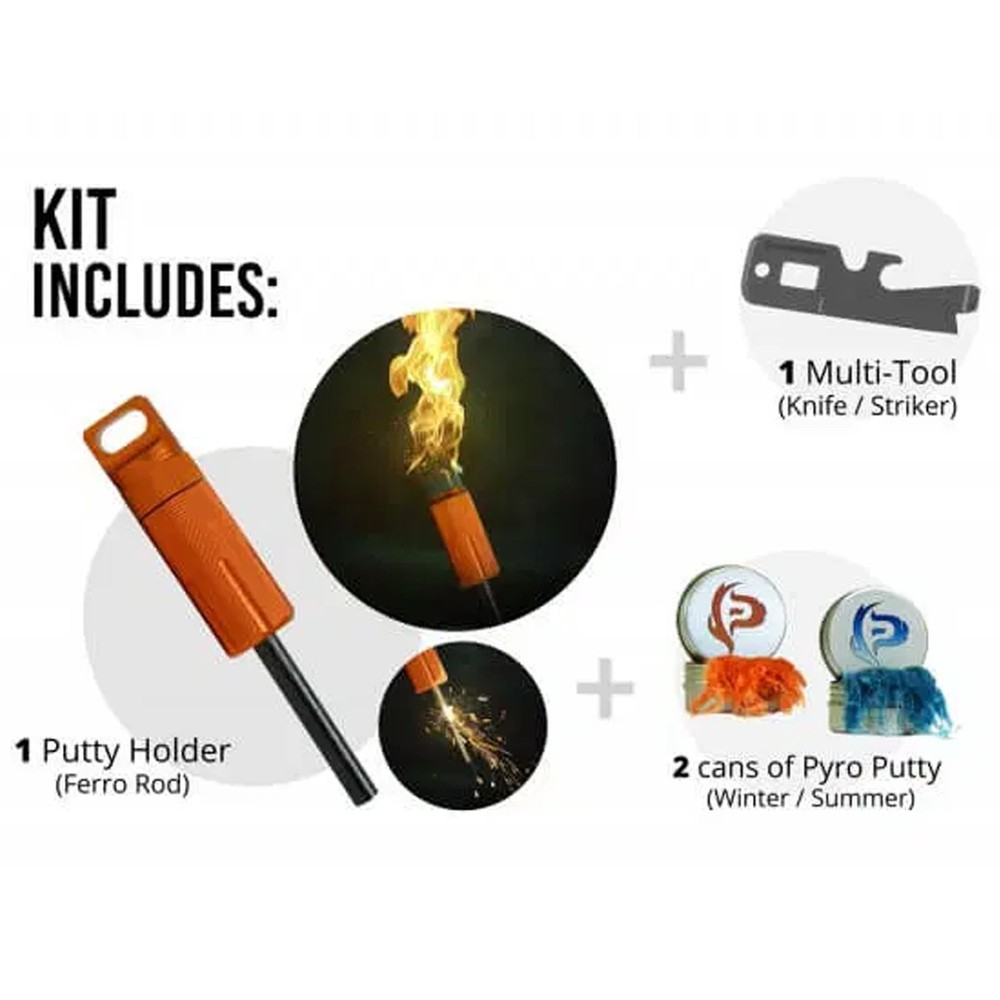 Pyro Putty Mega Inferno Ferro Rod - Orange