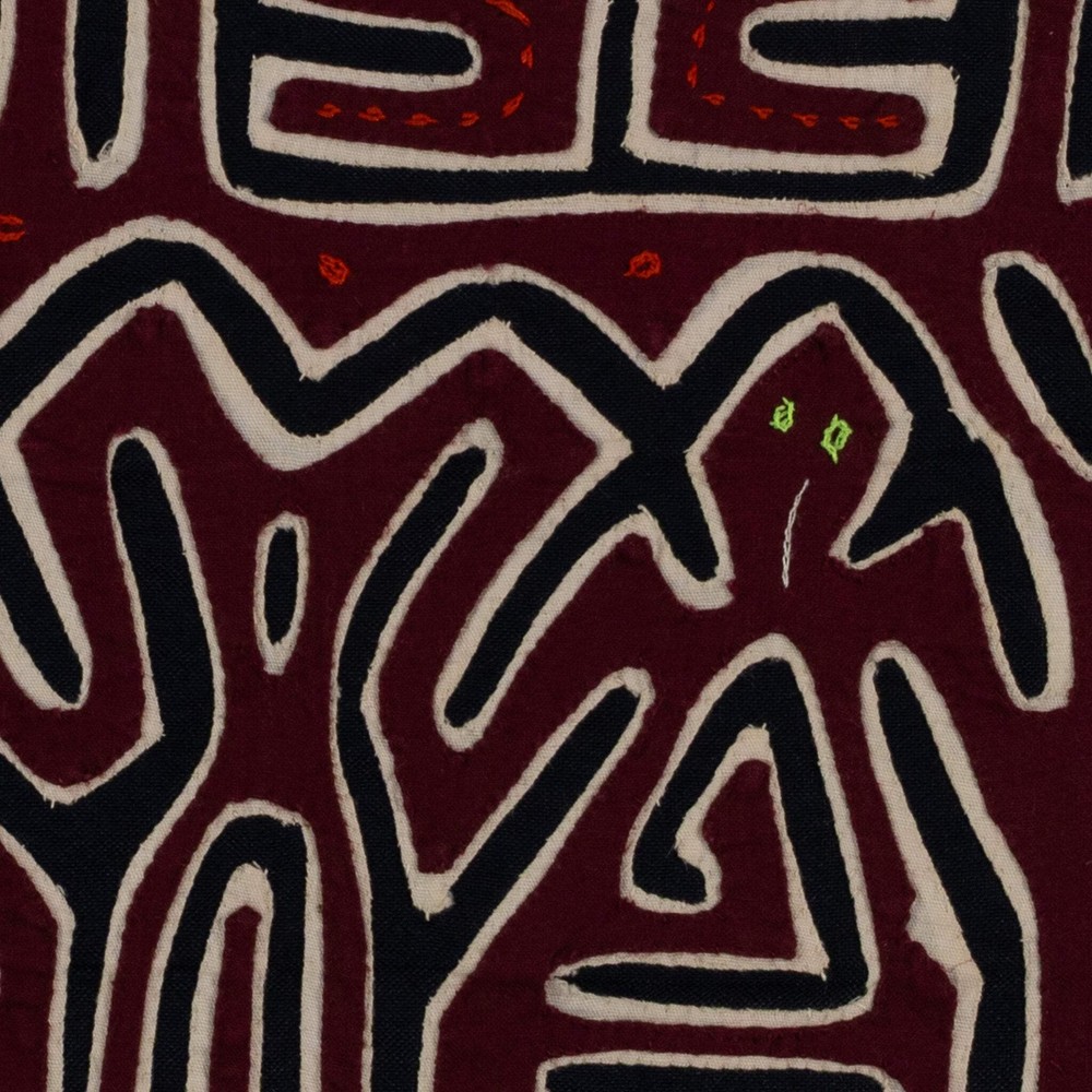 Burgundy White And Black Conga Dance Mola