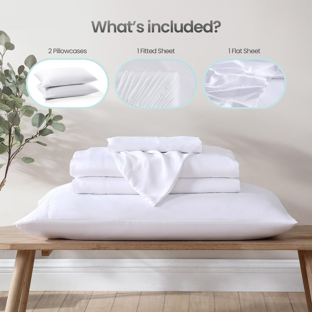100% Eucalyptus Tencel Lyocell Sheet Set, Silky Soft & Smooth Cooling Sheets ...