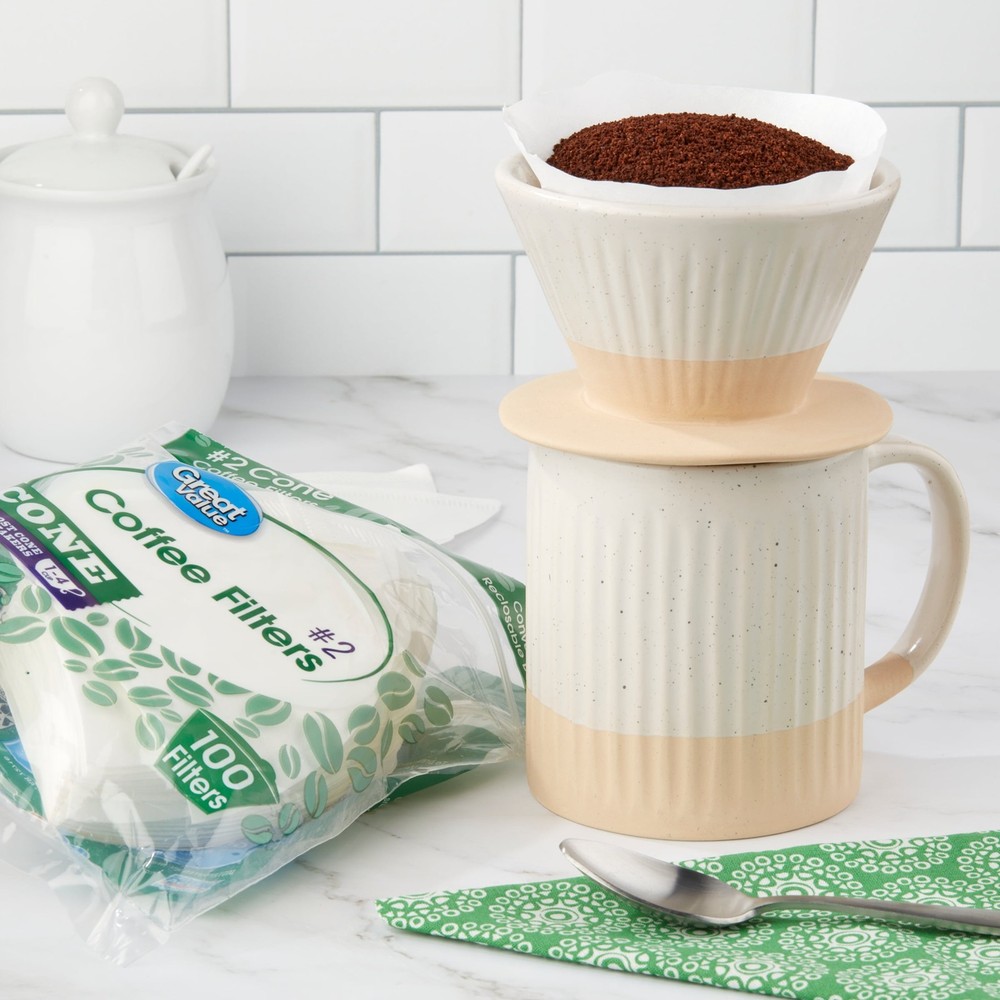 (4 pack) Great Value #2 Cone Coffee Filters, 100 count