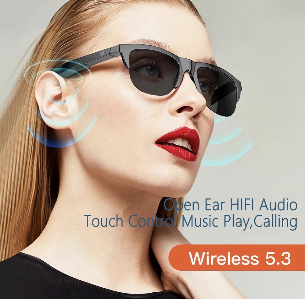 2 Pack Bluetooth Smart Glasses Open Ear Audio Sunglasses Wireless Headset Calls