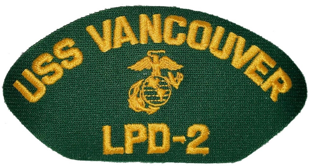 USS VANCOUVER LPD-2 GOLD EAGLE, GLOBE, ANCHOR GREEN PATCH