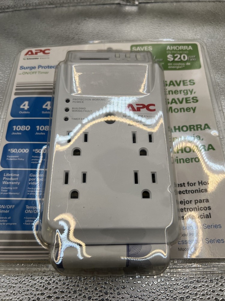 APC 4-Outlet Wall Surge Protector with Timer-Controlled Outlets, SurgeArrest ...
