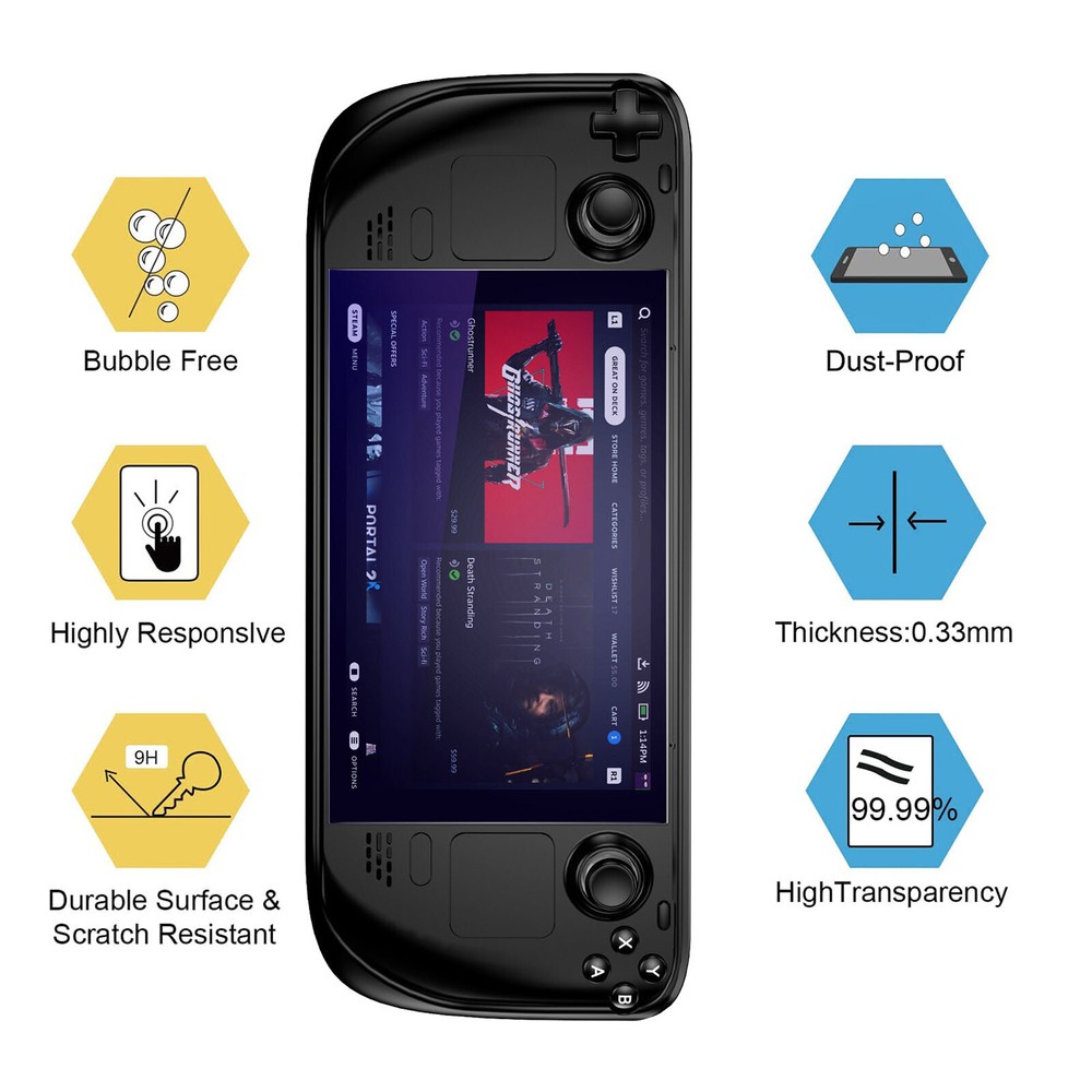 1* For Steam Deck Tempered Film Anti-Scratch Screen Protector Guard Game Console