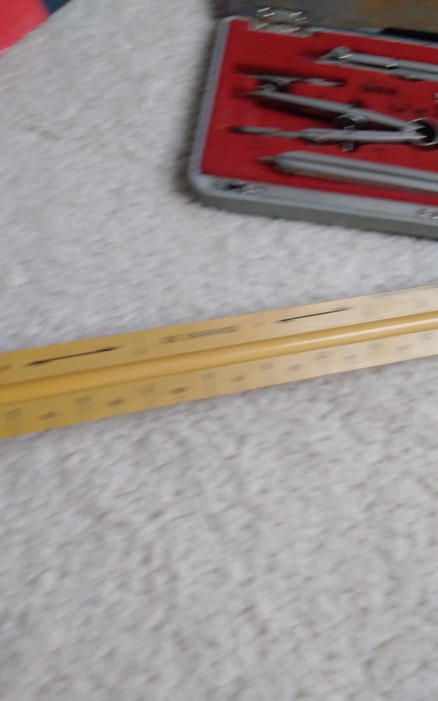 Post Techmaster Drafting Instruments 1143 w/ 12" Scale Wooden Ruler