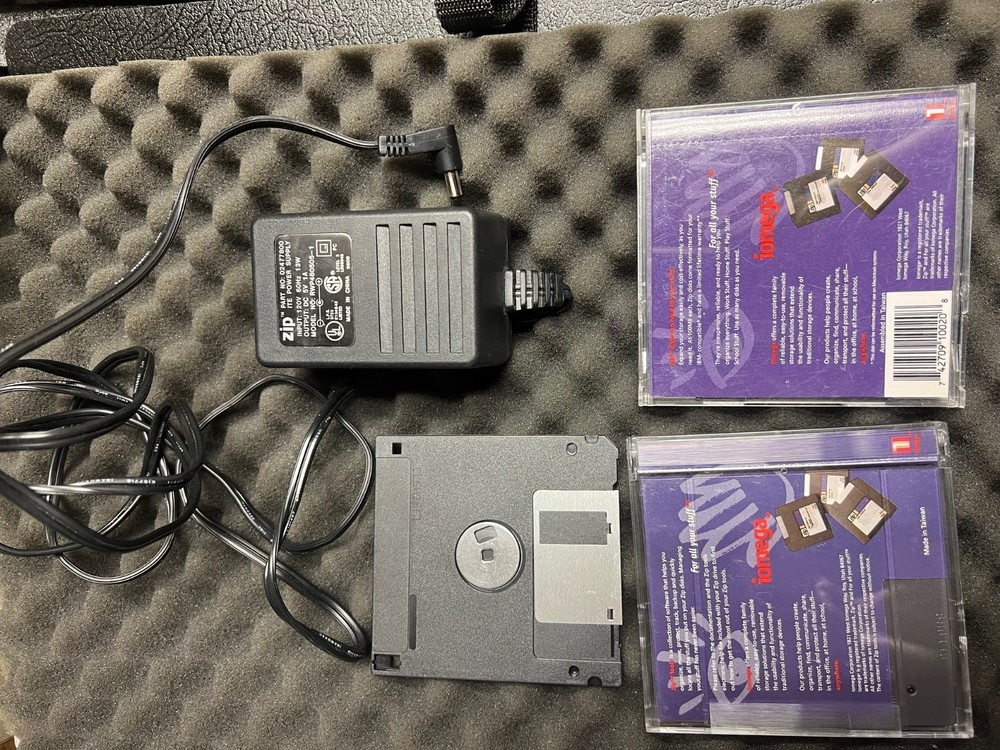 Vintage iOmega Zip 100 External Parallel Drive Bundle - Indigo