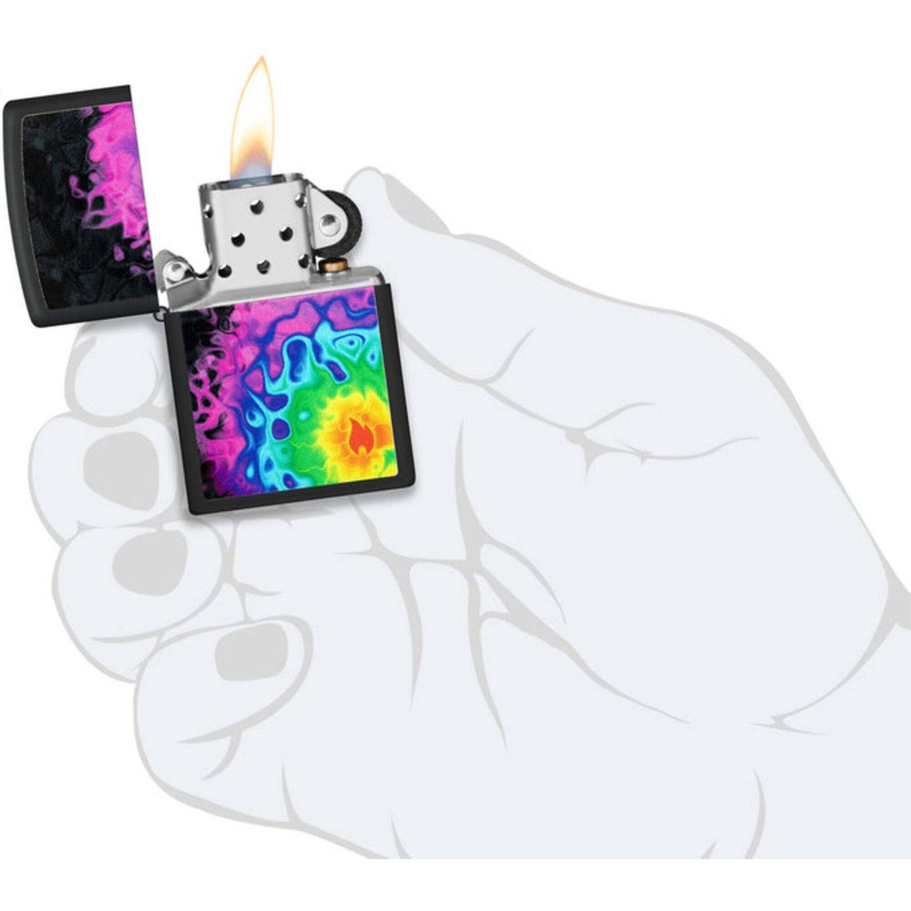 Zippo Windproof Lighter Pattern with Flame Design Black Matte Metal 48733