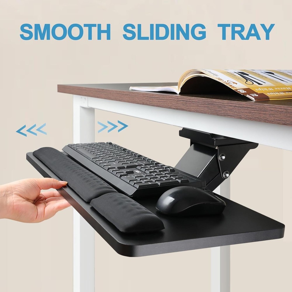 CARTMAY Keyboard Mouse Tray Pull Out Under Desk Ergonomic Mount Computer Office