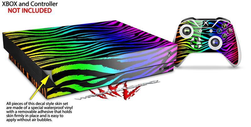 Skin for XBOX One X Console Controller Rainbow Zebra Decal