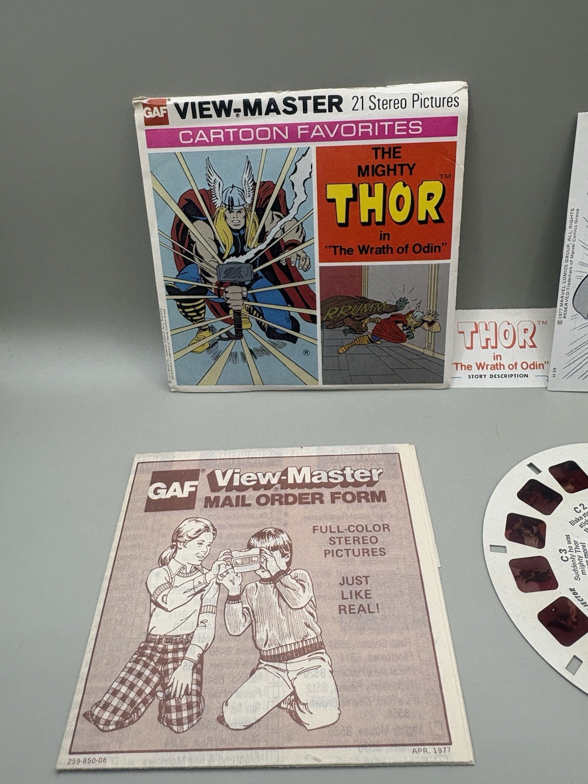 1977 Thor View Master Packet H39 3 Reel Set & Book Marvel Comics Wrath of Odin