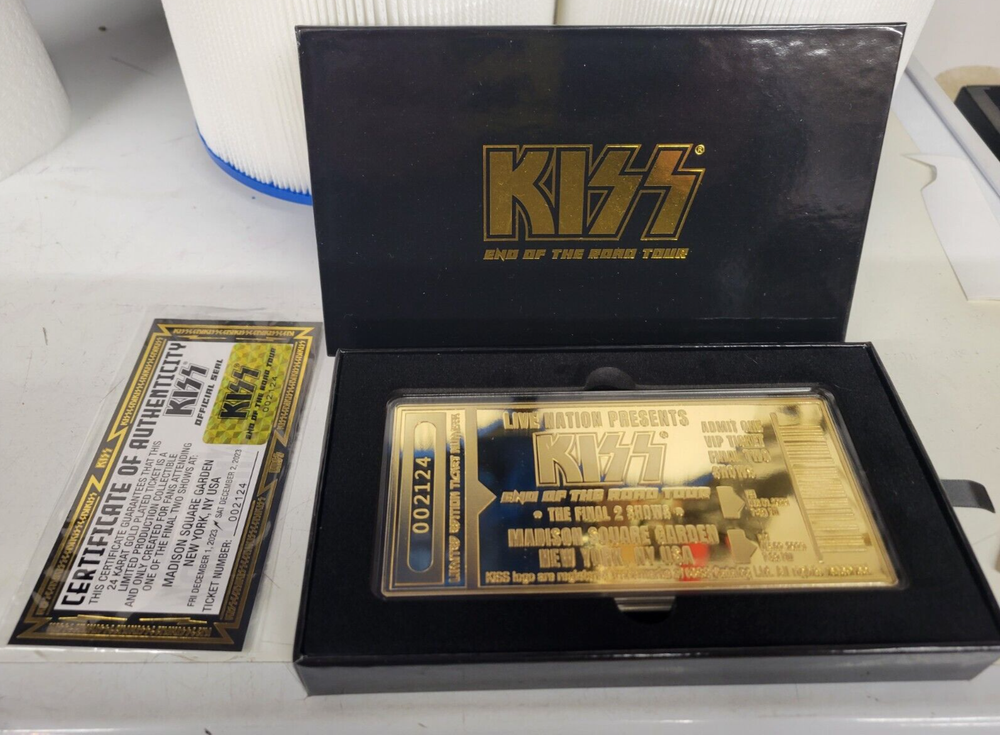 KISS END OF THE ROAD MSG GOLD TICKET 24k GOLD PLATED 12/2/23 SOLD OUT LAST SHOW