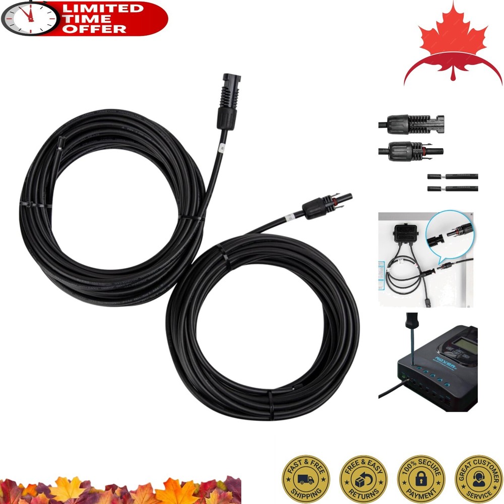 Heavy-Duty Solar Panel Adaptor Wire MC4 Extension Cables - Secure Connection